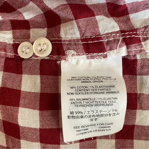 J. Crew Red Gingham "Boy" Shirt 0 - Picture 4 of 5